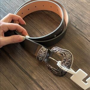 Elegant Belt with Silver Buckle